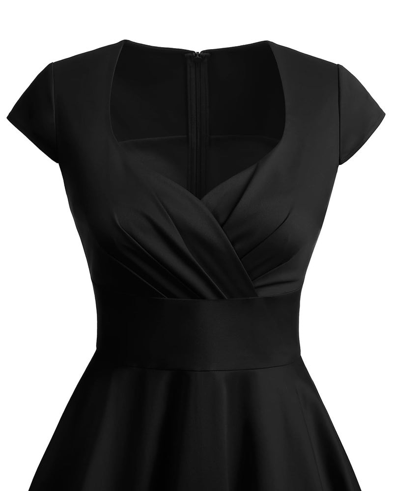 Bbonlinedress Plus Size Black Cocktail Dress Women Wedding Guest 1950s Vintage Retro Formal Party Swing Dress Black 2XL - Image 5